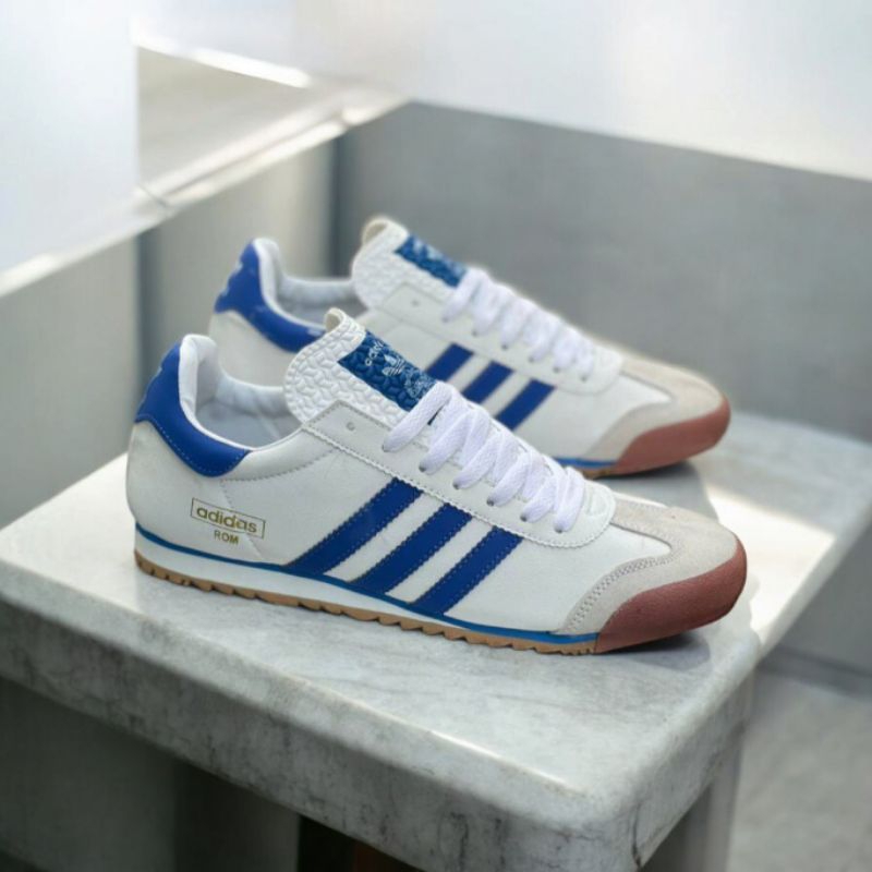 Adidas Rom White blue strips Men's Shoes