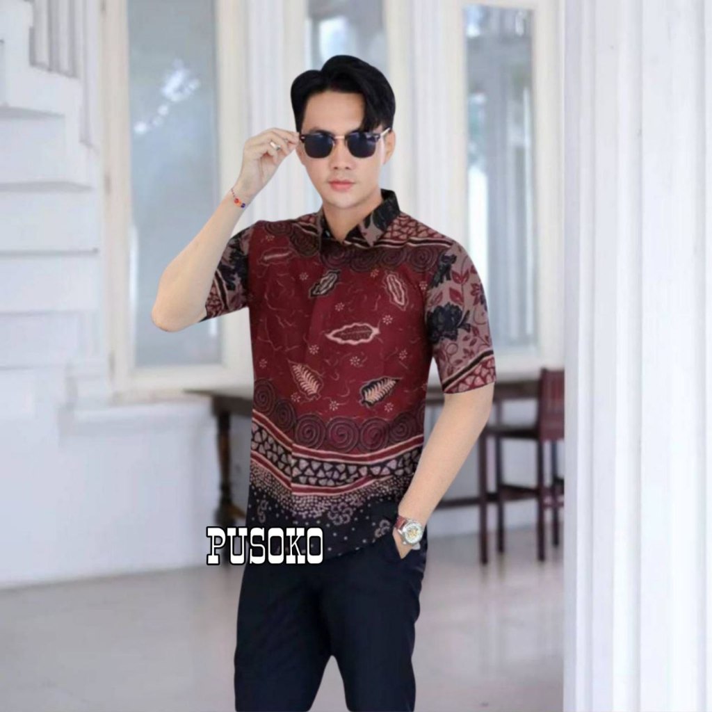 KEMEJA LUXURY MEN'S BATIK SHIRT SHORT SLEEVE MODERN ADULT MEN'S BATIK HEM SIZE ML XL XXL
