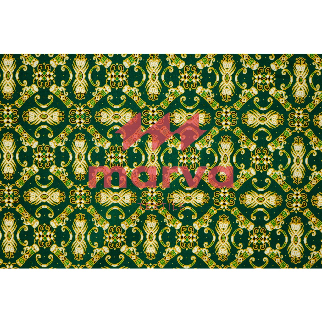 KATUN HIJAU Premium Meter Batik Fabric. Material: 100% cotton, Indonesian motif, fresh green by Marva textile