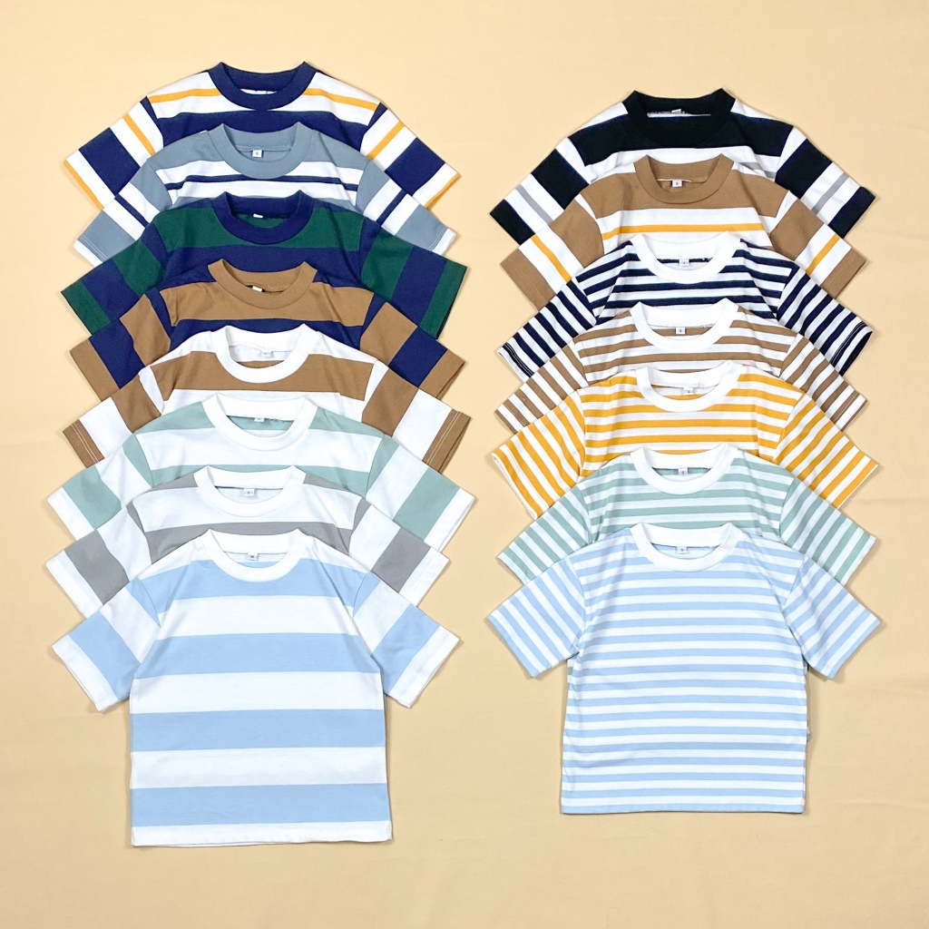 Kidoremi Oversize Stripe T-Shirt for Kids - Oversized Striped T-Shirt for Boys 1-5 Years Baju Budak Lelaki Tshirt Budak Lelaki