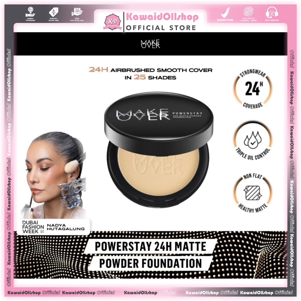 [ Dubai Fashion Week ] MAKE OVER Powerstay 24H Matte Powder Foundation - high coverage pressed Powder