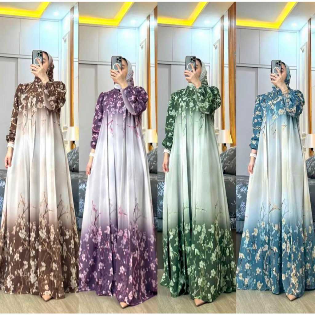 Citra Pakam Fashion - Meghna Gamis Ceruty Full Lining Free Hijab Latest Viral Gamis