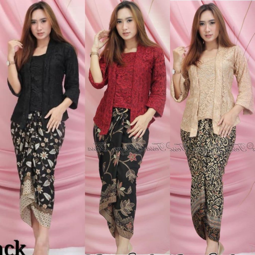 Modern Kutubaru Style Brocade Kebaya Set, Brocade Graduation Kebaya Set in Various Colors