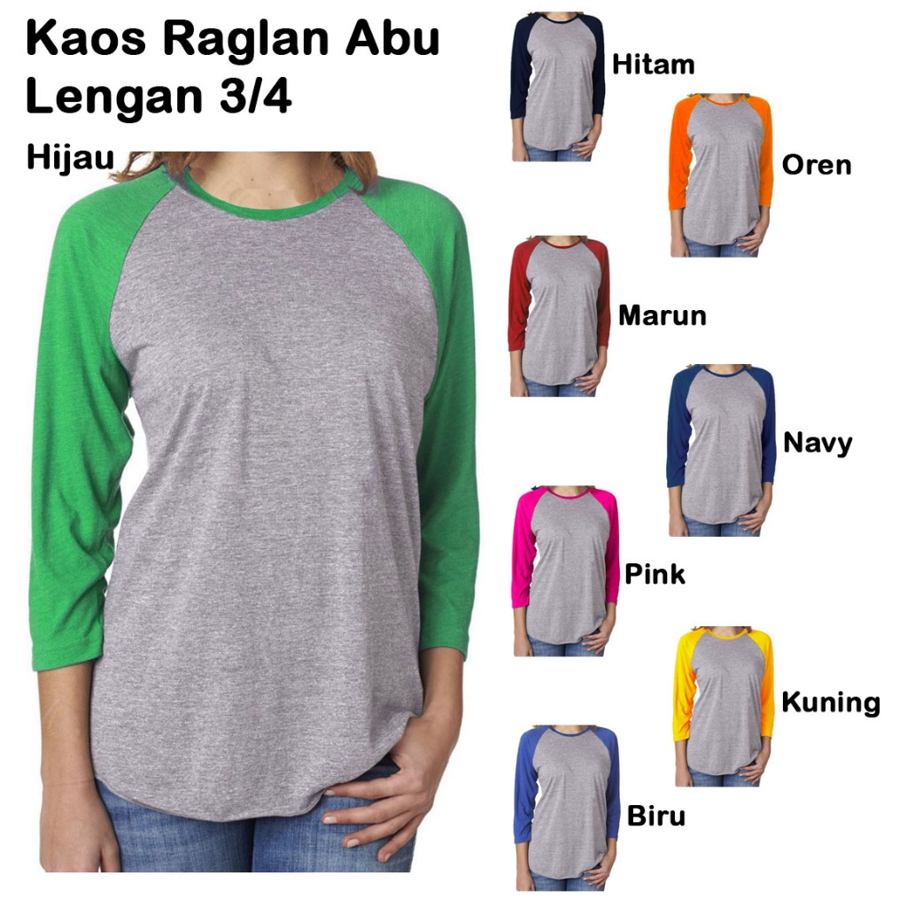 Women's Plain Raglan T-shirt 3/4 Sleeve Abu Misty M71