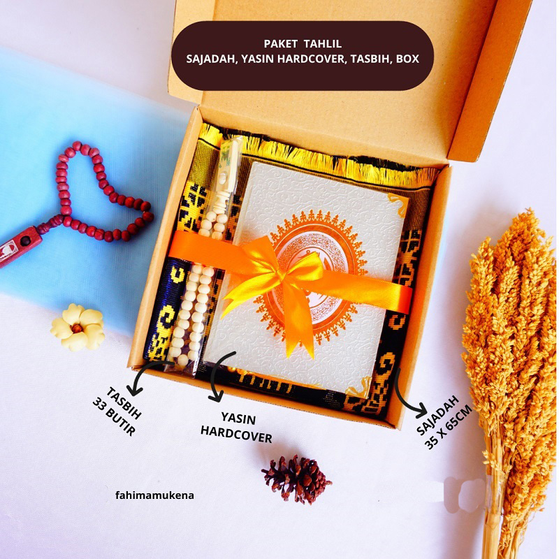 WHOLESALE TAHLILAN STUDY SOUVENIRS 40 DAYS 100 DAYS 1000 DAYS MENINGGAL - Medium Yasin Prayer Rug Hardcover Tasbih Box