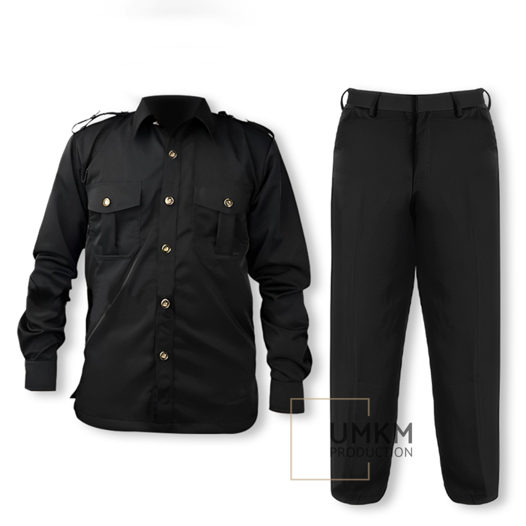 Solid Black Safari Uniform Sapari Security Security Guard Bodyguard Civil Servant