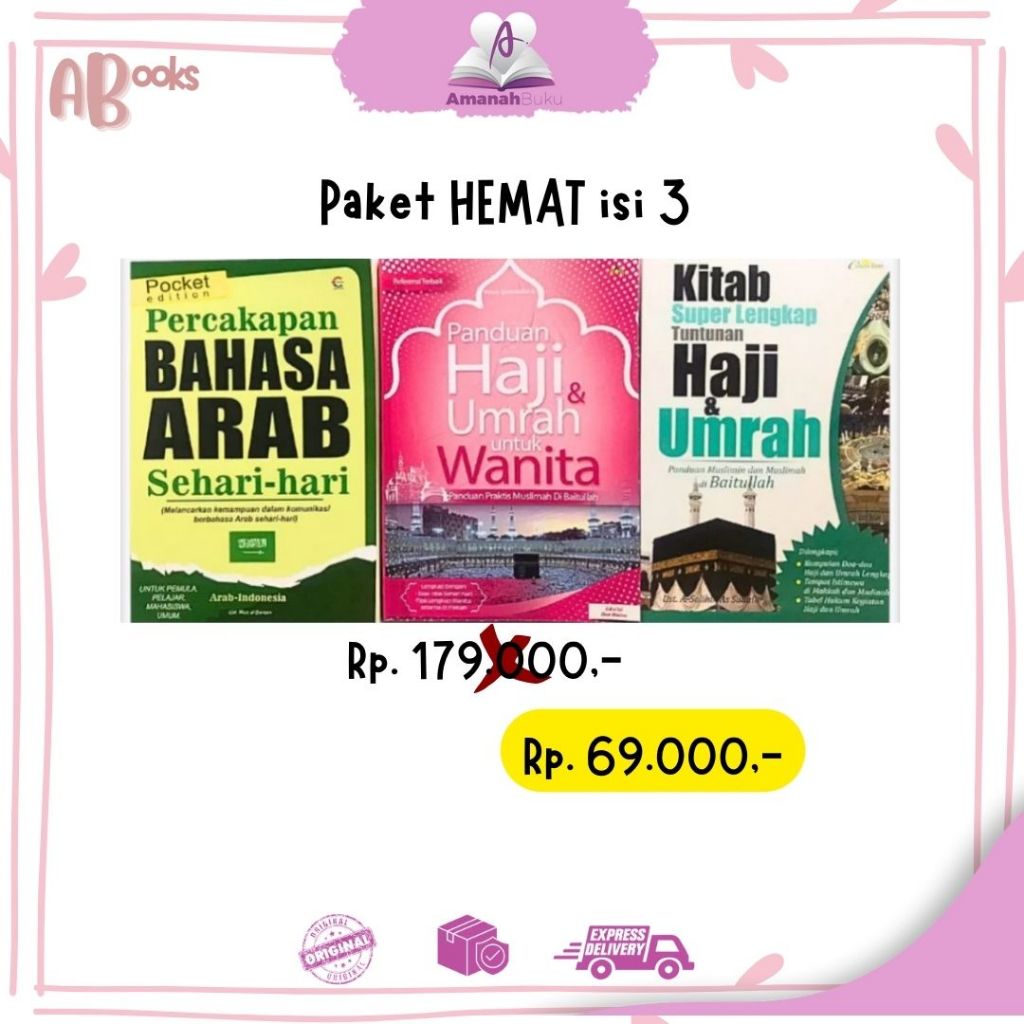 AB/Save Package for Religious Books, Contents of 3,! Daily Arabic Conversation, Hajj And Umrah Guide For Women & Super Complete Book Hajj & Umrah Guide