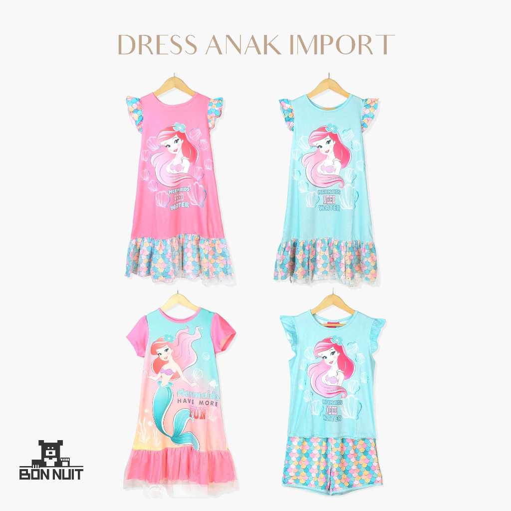 Dress For Girls Negligee Import Ariel Mermaid Motif Ready