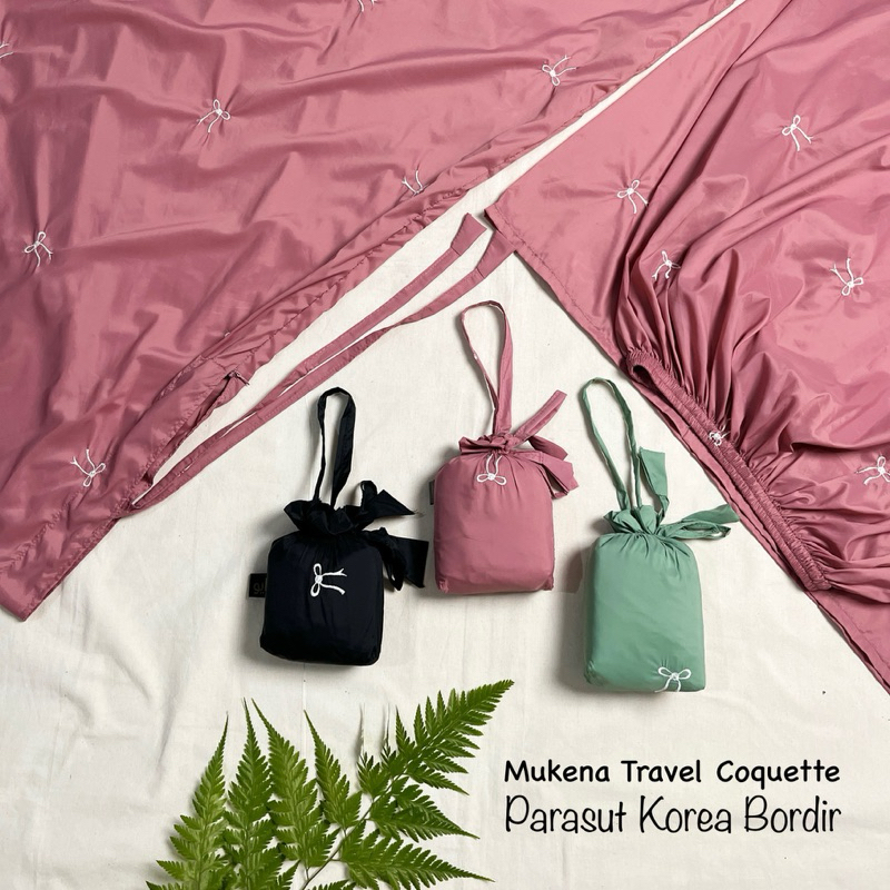 Mukena Travel 2in1 Premium Korean Parachute Ribbon Embroidery Adult