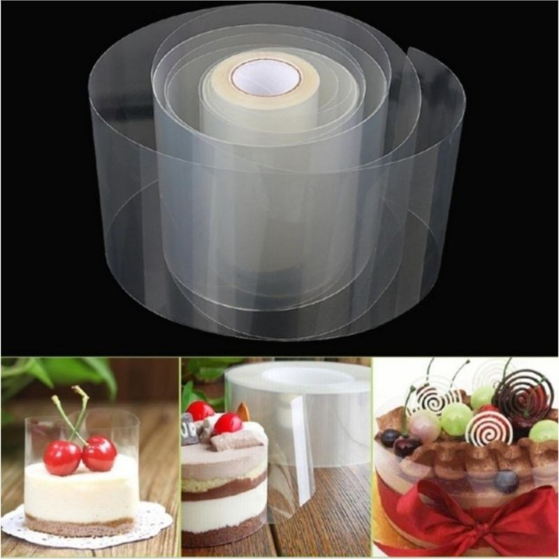 Ecer PER METER - Mica Roll Thickness 0,2 mm Transparent Clear Cake Edge Cake 6 8 10 cm Roll Roll Bread Tart Tar Food Food Mica Tebel Wrap Edge Edge Sponge Dimsum Tiramisu Cake Decoration Decorative Edge Decoration Rigid Plastic 6cm 8cm 10cm