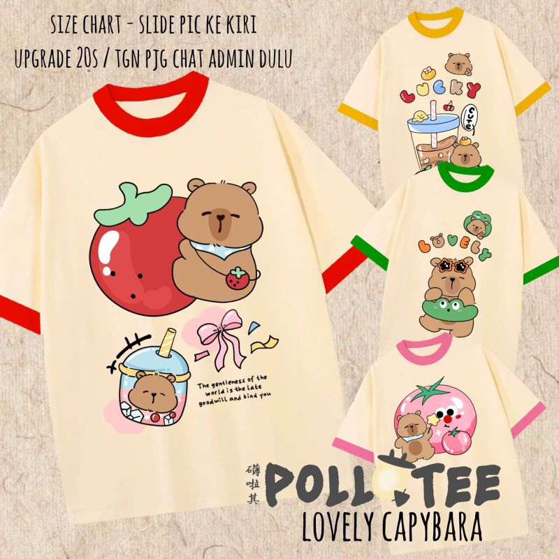 KATUN Pollatee Lovely capybara 1000% Cotton T-shirt, Children's T-shirt, Adult T-shirt, Oversized T-shirt, Strawberry, France Cake Roll, Panna Cotta, Premium
