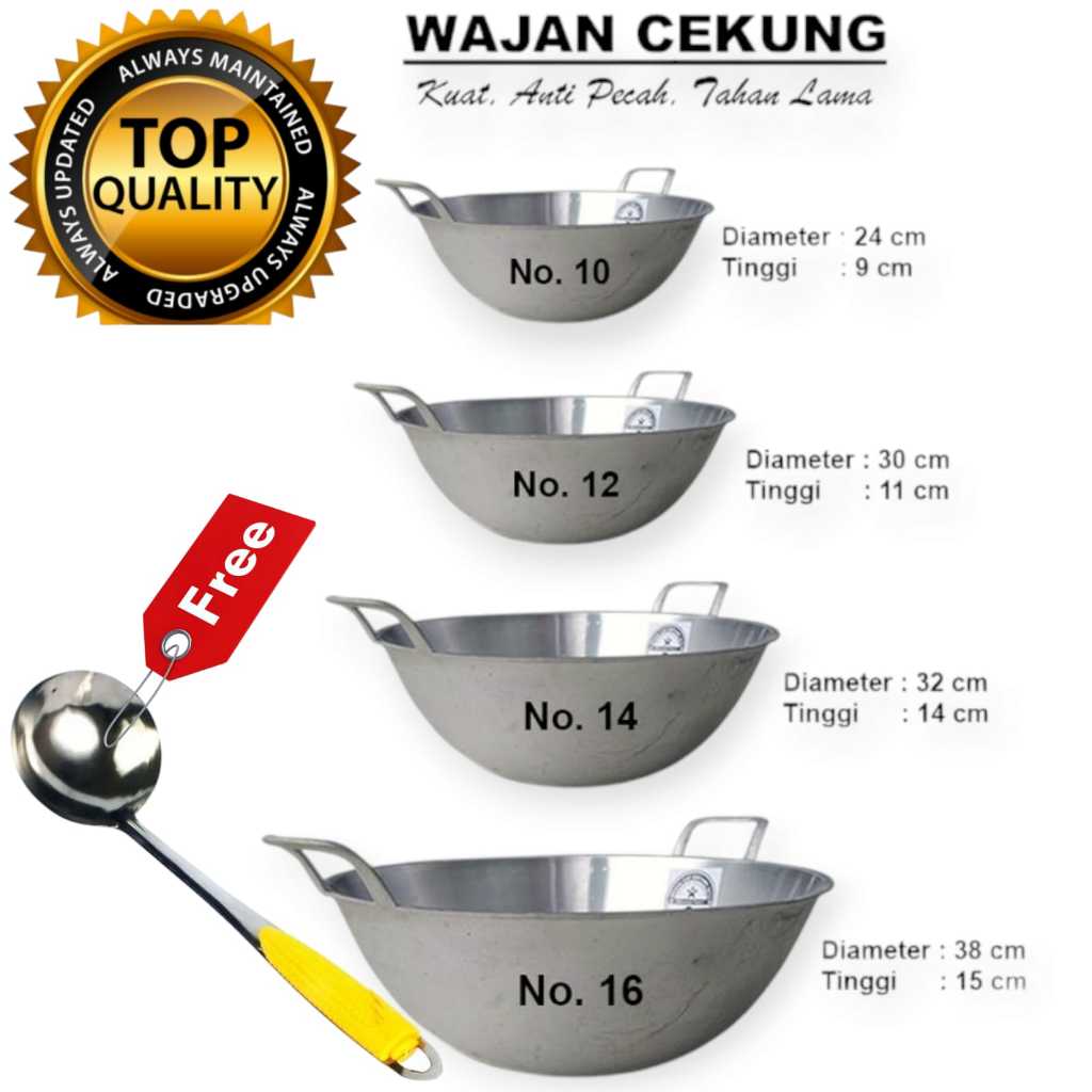 Kuwali Keceng Concave Frying pan Aluminum Concave Wok pan Traditional 25 35 cm