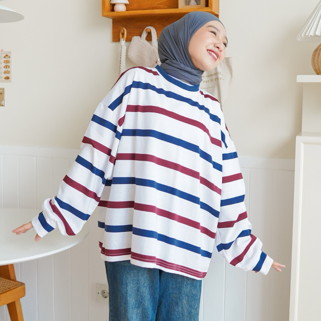 Kirei Outfit - Diva Oversize Stripes Longsleeve Top Long Sleeves for Non-Nursing and Breastfeeding Women Nursing Top