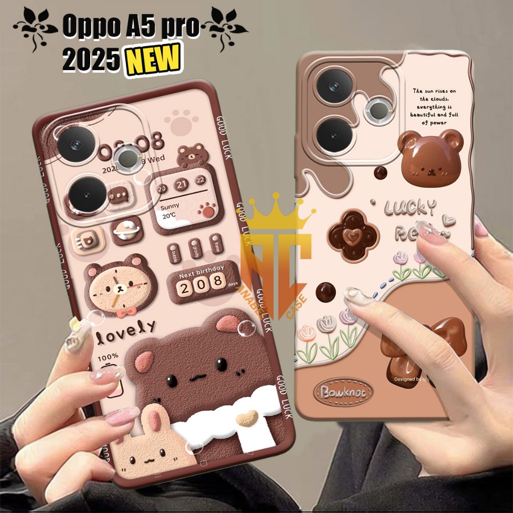OPPO A5 PRO 4G Softcase OPPO A5 PRO 5G 2025 Latest Cute Bear Brown Motif Fashion Case - Latest Case - Cute Case - Bear Case - OPPO Case [PN22