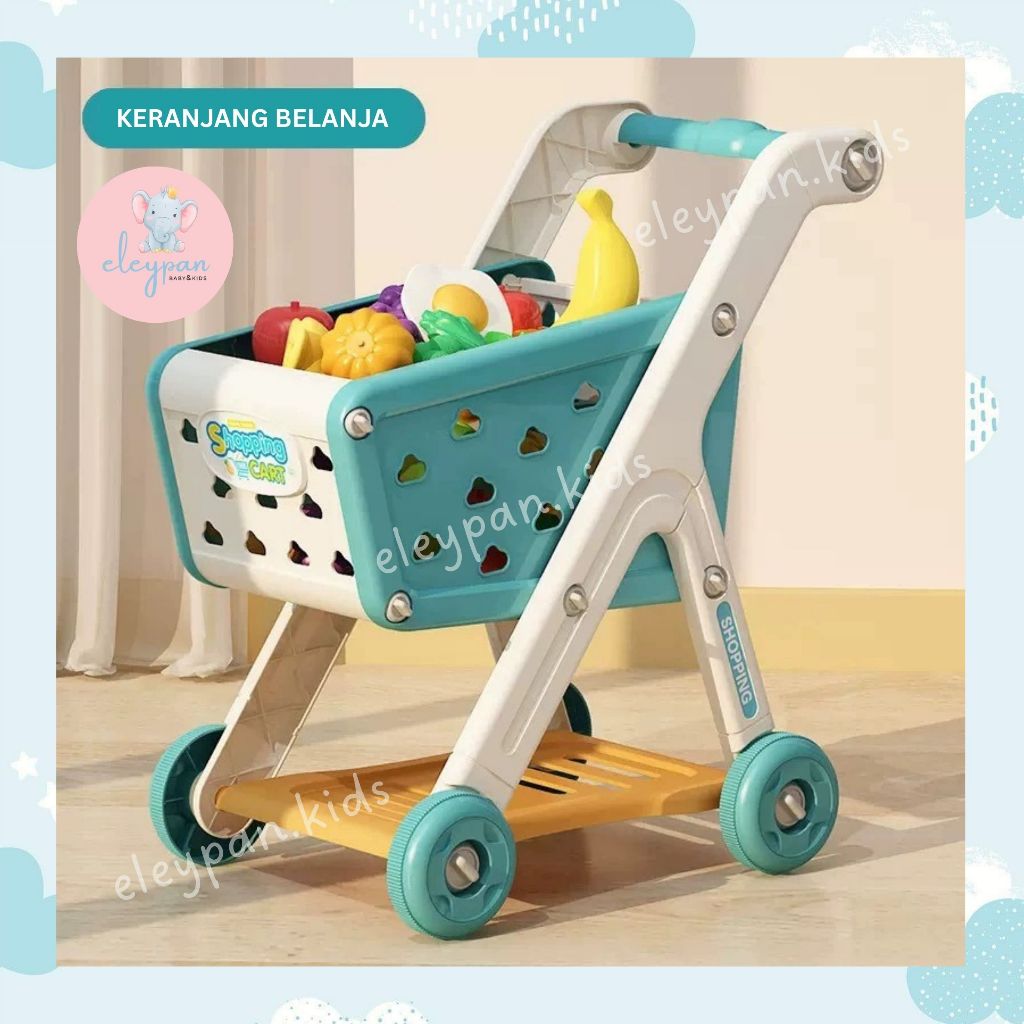 Shopping Cart Trolley Toy contains 9 pcs Supermarket Cooking Toys Children's Kitchen Chef Educational Toys Kids Trolley Educational Toys
