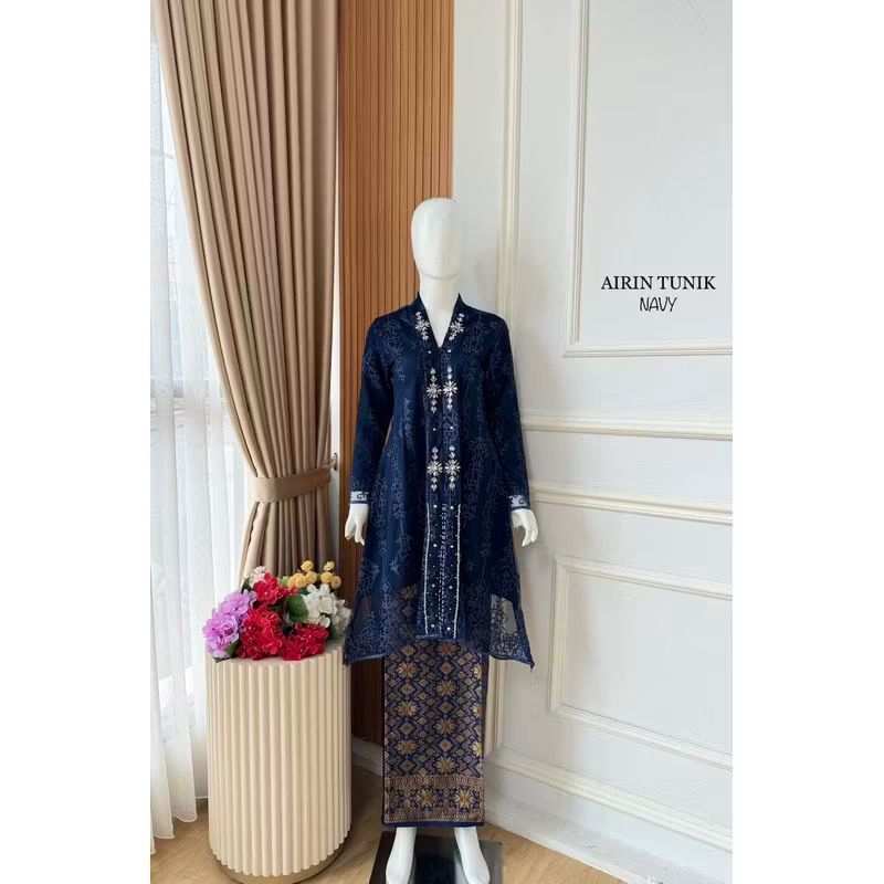 NATALIA KEBAYA - KARTINI V-NECK TUNIC SET - AIRIN TUNIC KEBAYA - PALEMBANG SONGKET KEBAYA SET - PARTY TUNIC - GRADUATION KEBAYA - MODERN SEQUIN KEBAYA