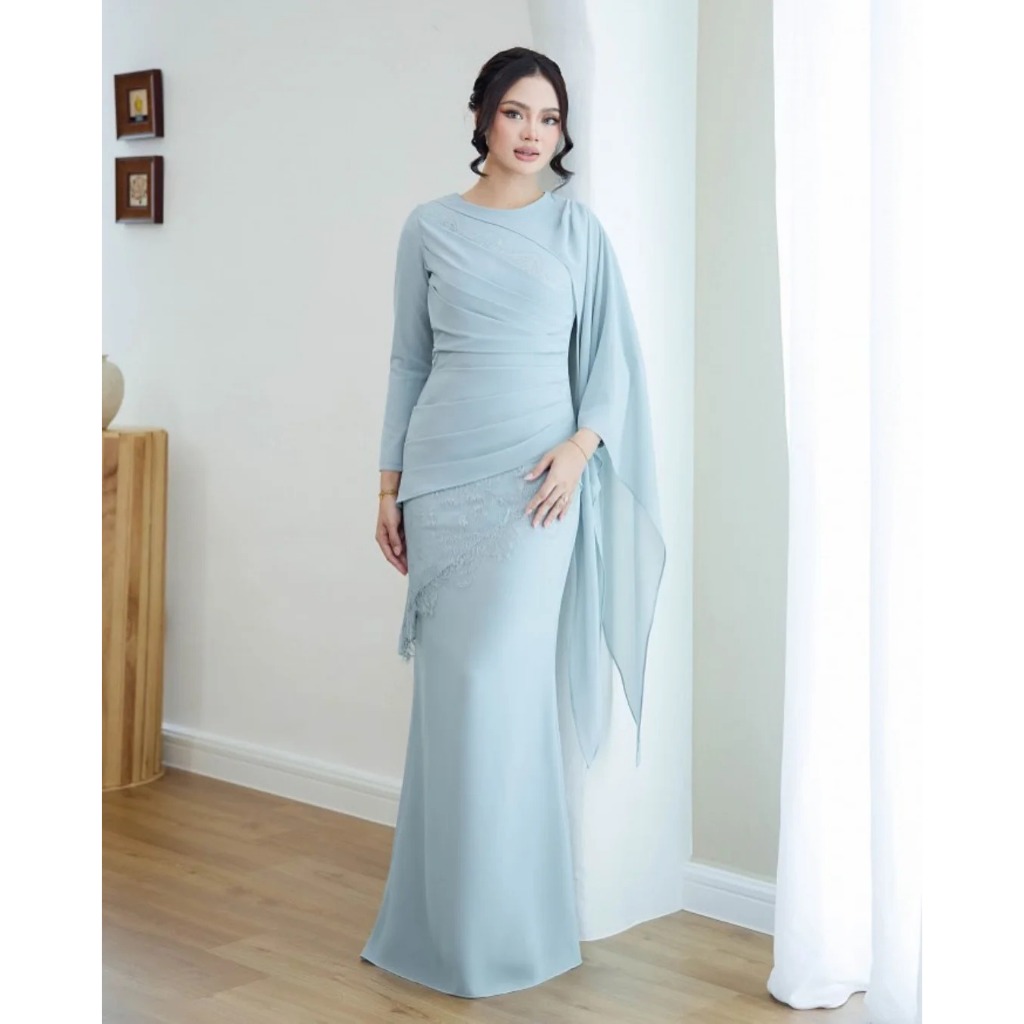 Luxury Party Dress Diana Slim Dress BP Ceruty Babydoll Material Mix Brocade Elegant Women's Clothing Simple Elegant Back Zipper Full Lining Available Color Variations Navy Soft Lavender Cream Soft Blue Mahogany Burgundy Size ML XL XXL XXXL COD Available N