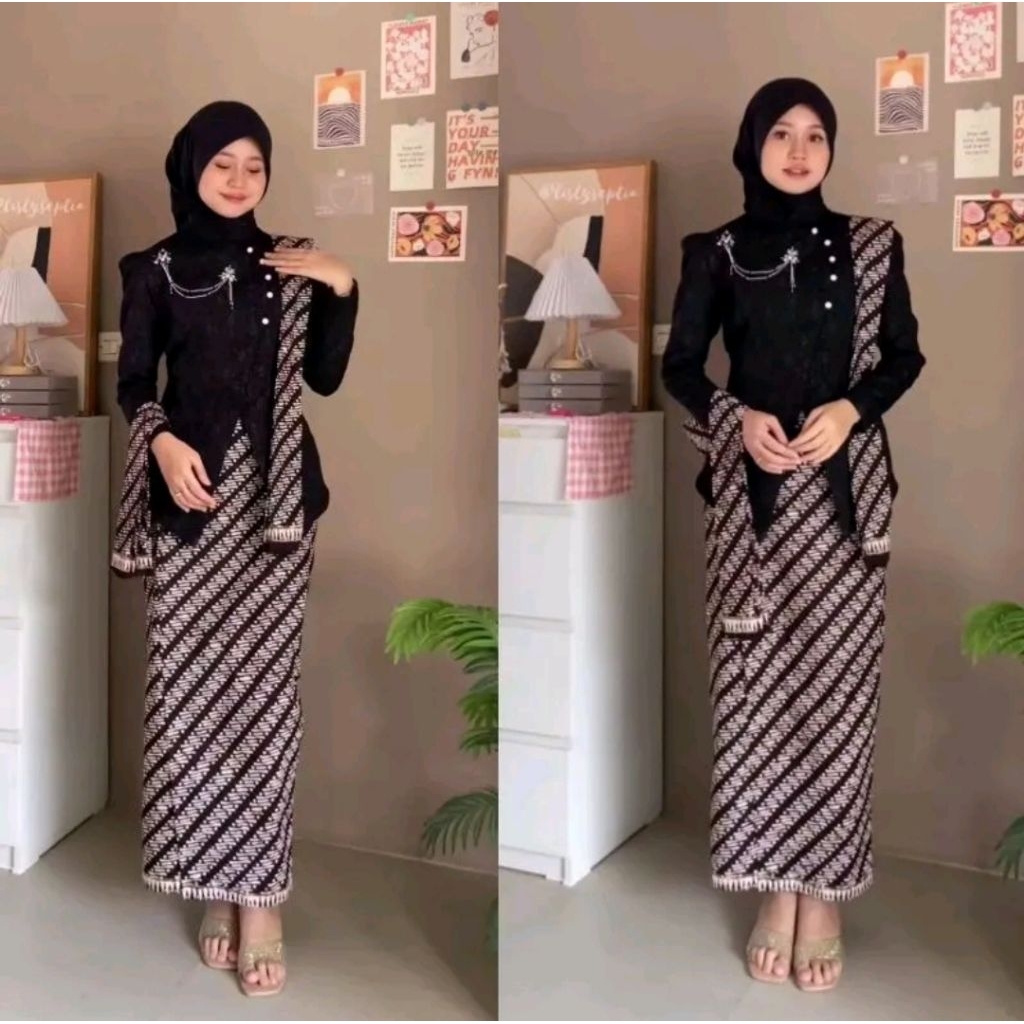 Batik Zen - Delia Kebaya Set Jnangan Fukuro Premium Modern Graduation Tunic Set Engagement Proposal Batik Latest Party Invitation Dress