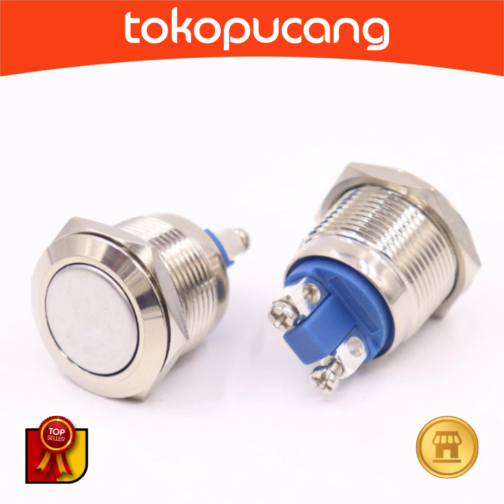 TOMBOL 19mm Push On Flat Momentary metal nickel 19 mm Flat horn button Horn Kereta