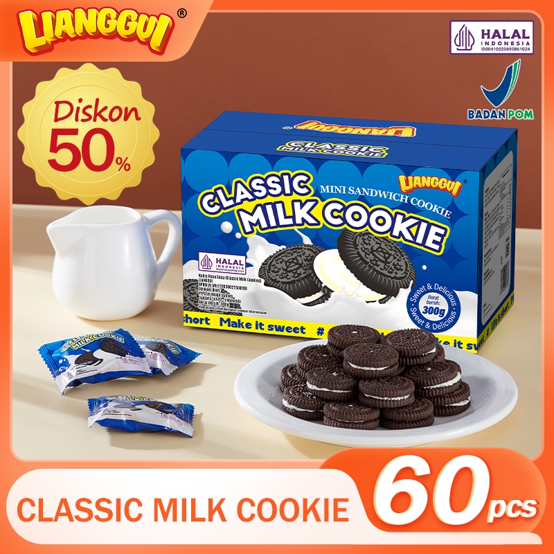 [HALAL] Lianggui Classic Milk Cookie/MACARON Biscuits/Oat Choco Ring/Burst Choco/Burst Strawberry/Burst Coconut Delicious Snack for School Children, Crispy & Practical Snacks, Suitable for Delicious Snacks Snacks