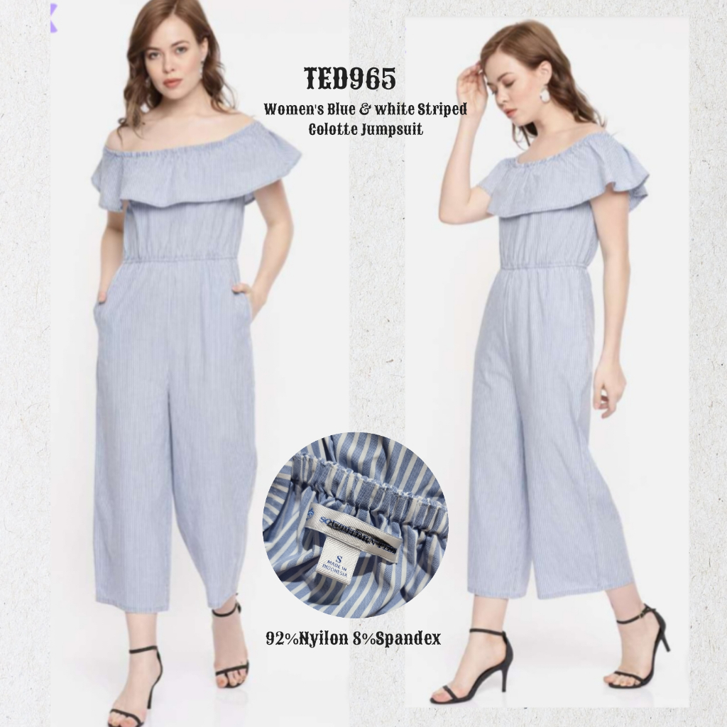 Women's Blue & white Striped Colette Jumpsuit TED965
