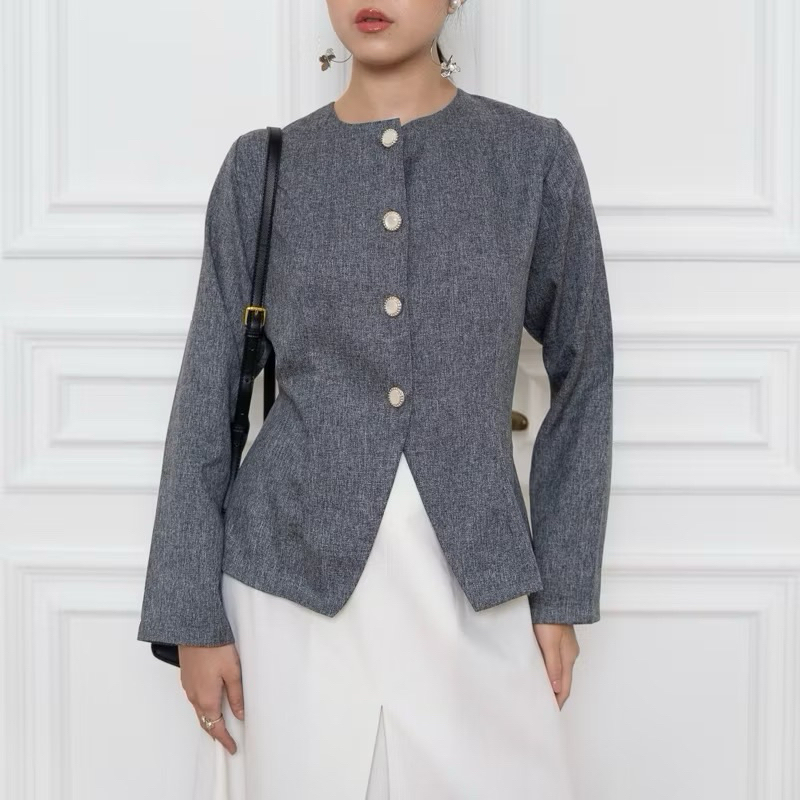 Womscloth - Ailee Long Sleeve Top / Long Sleeve Top / Hijab Friendly Blouse - Korean Look Women's Blazer