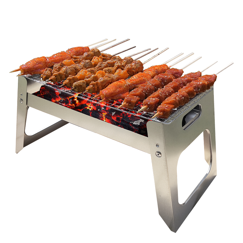 Portable Grill Tool BBQ Grill Folding Grill BBQ Grill Outdoor camping frying and grilling dual purpose Portable Grill Grill Grill Fish Sausage Satay Grilled Non Stick BBQ Outdoor Grill Stove Foldable