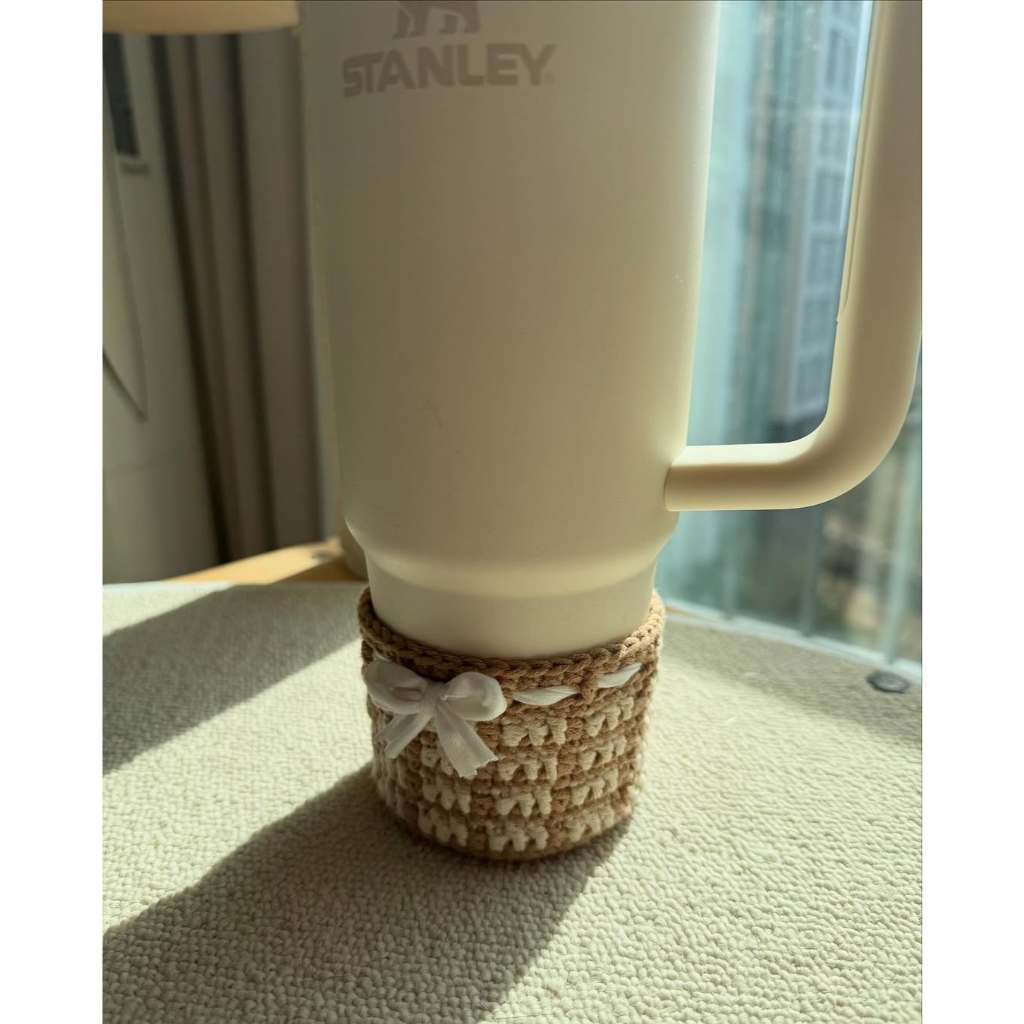 Stanley Reusable Cup Holder Crochet Cute Sleeve Knitted Cup Holder Glass Bag Handmade Tumblr Bottle Strap Holder Boba Bag Knitted Girl Gift Set Hydroflask Owala