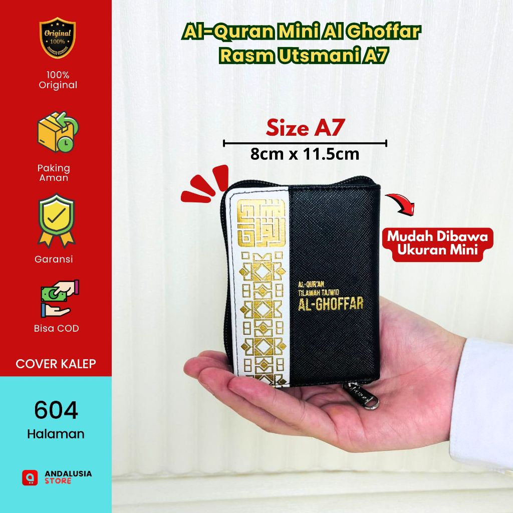 Ghoffar A7 Rest - Small Al Quran Al Ghoffar Recitation Tajwid 15 Rows A7 Pocket Zipper