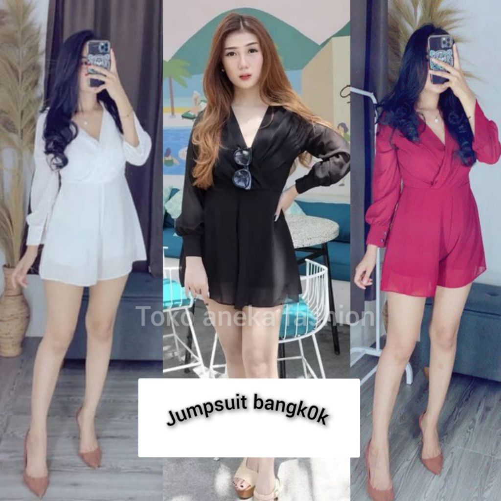 BARBARA JUMPSUIT-SUIT SHORT CASUALWanita V-NECK KOREAN BANGKOK IMPORT KEIZHA LAXHI BARBARA 0912