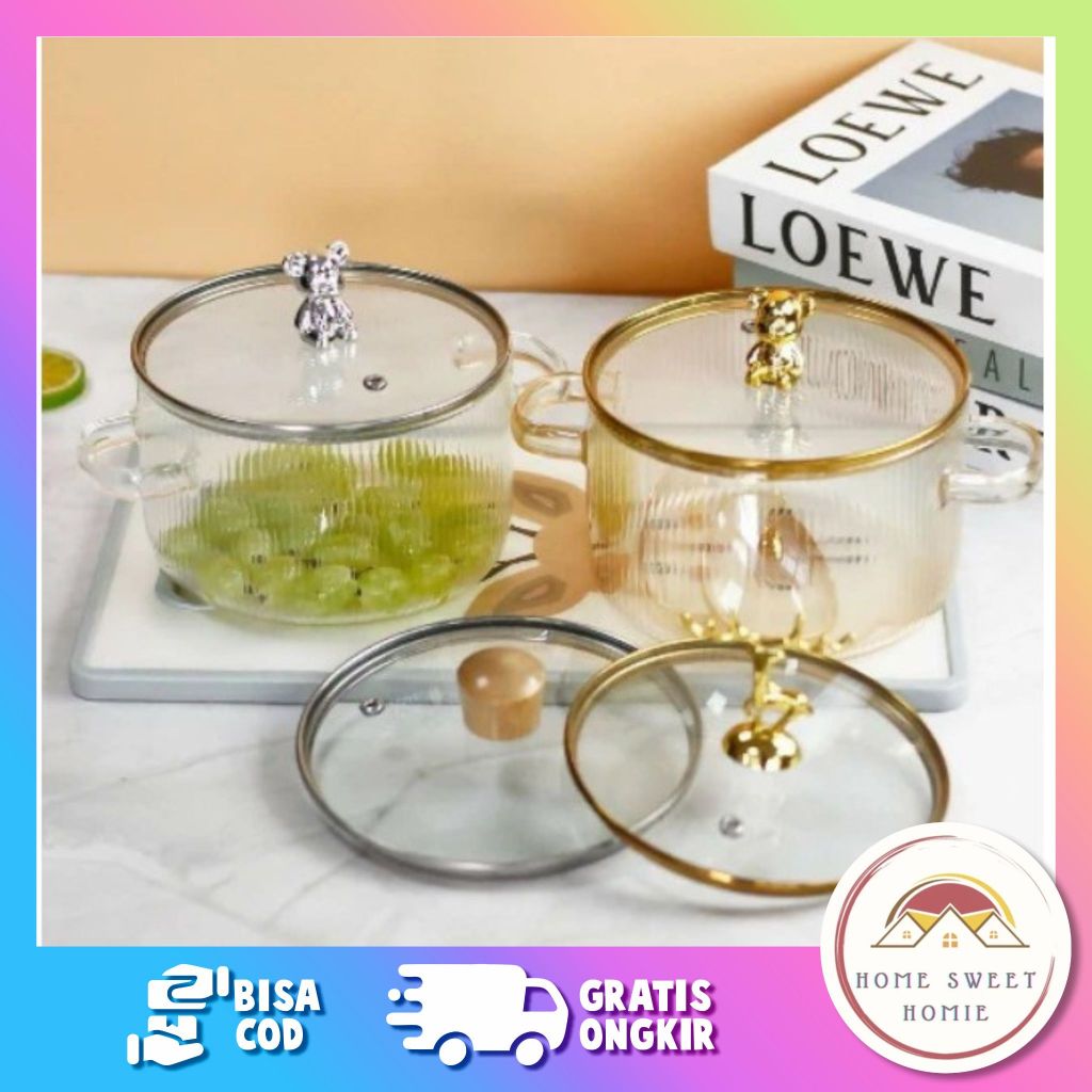 PERALATAN Heat-resistant Glass Cooking Pot Stewing Soup Pot borosilicate Glass transparent Soup Pot Thick Glass Boiling Soup Pot Glass Cooking Soup Pot Transparent Glass Cooking Pot Heat Resistant Stewing Soup Pot Transparent Fire Resistant Glass Cooking
