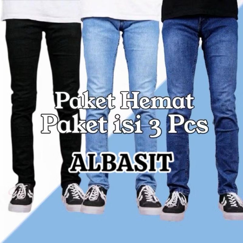 SAVING PACKAGE BUY 1 GET 1 FREE SLIMFIT JEANS PANTS STRETCHY MATERIAL SOFT JEANS MEN'S STRETCH PENCIL PANTS