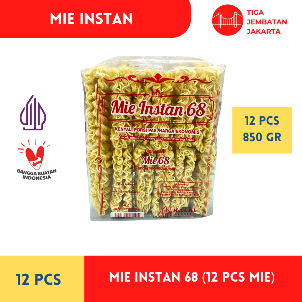 Instant Noodles 68 Contents 12 Pcs Noodles Instant Noodles Fried Noodles Tektek Noodles Boiled Noodles Soto Noodles Indomie Delicious Noodles