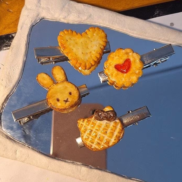 Handmade Biscuit Series Clay Hairclips Hairpin | Miffy Hello Kitty Cake Clip