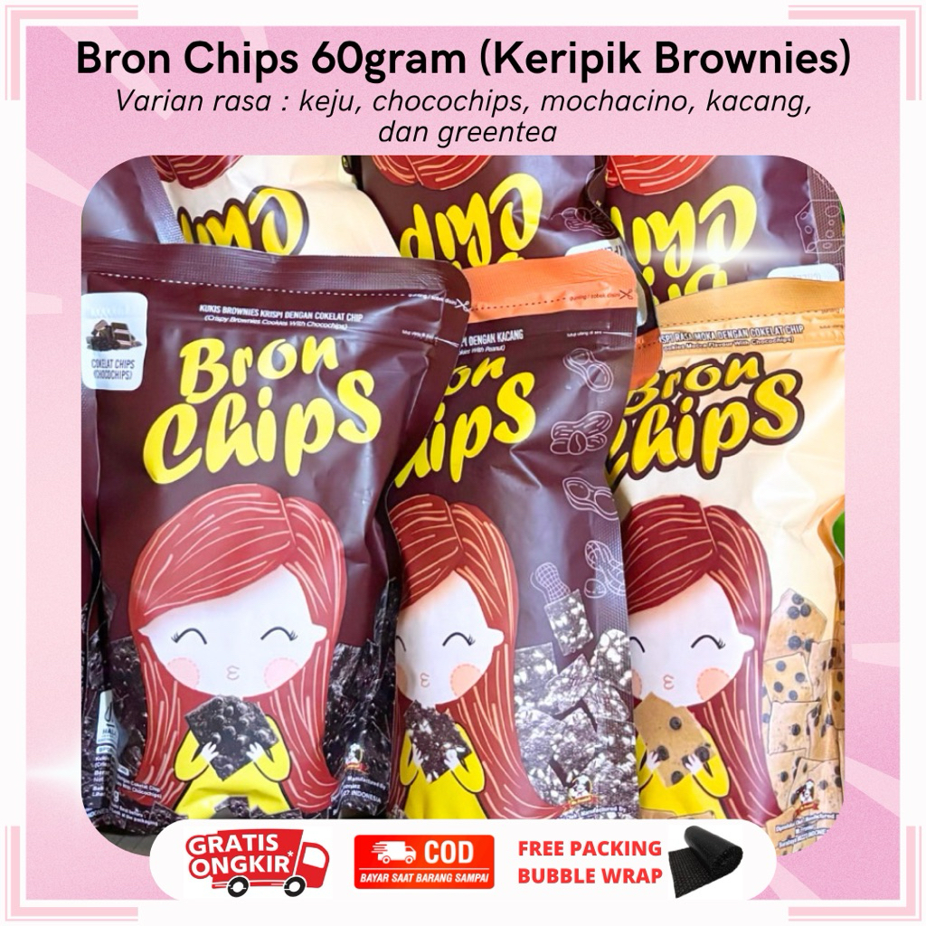 BRON CHIPS BROWNIES CHIPS 60GRAM | BRON CHIPS CHOCOCHIPS | BEAN CHIPS BRON | BRON CHIPS CHEESE | GREENTEA ALMOND CHIPS BRON | MOCACHINO CHIPS