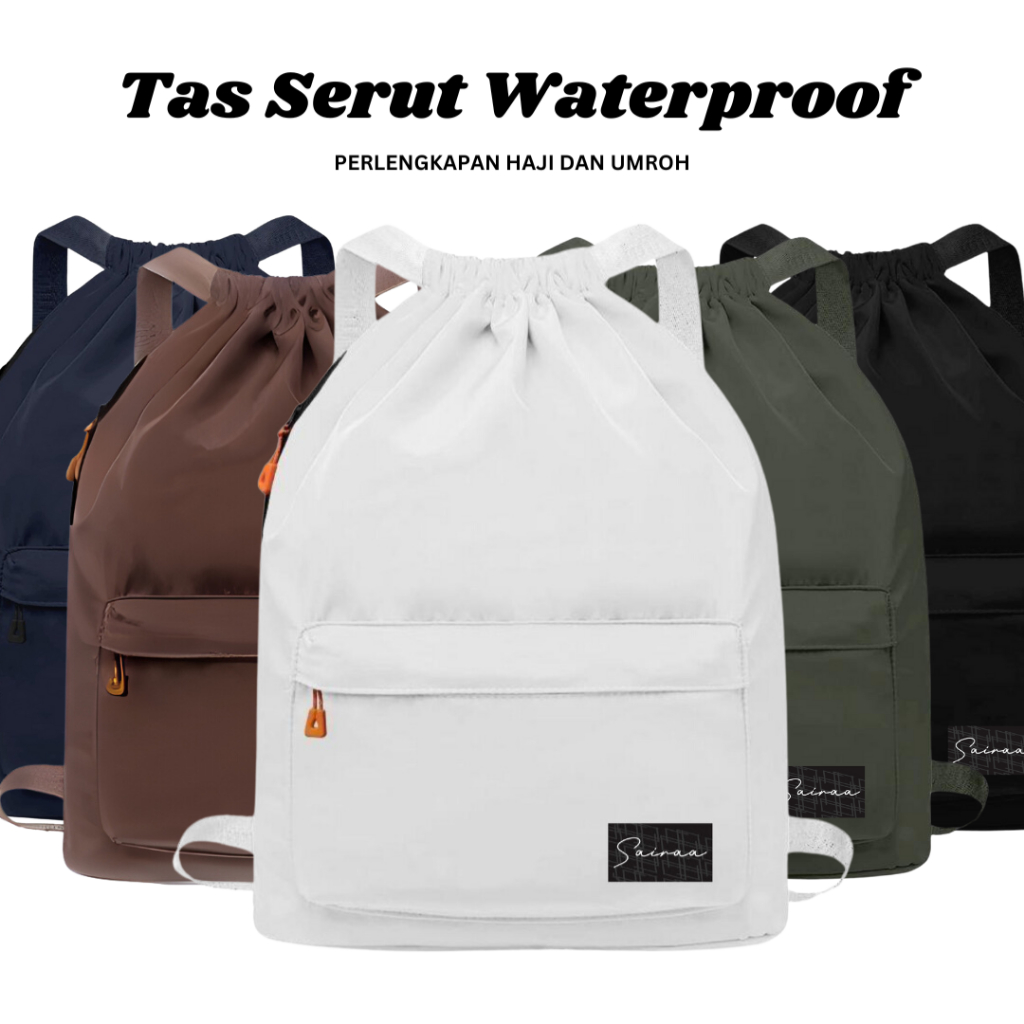 Multifunctional Waterproof Stringbag Drawstring Backpack for Men and Women with Webbing Strap for Hajj and Umrah Equipment Cordura Drawstring Bag