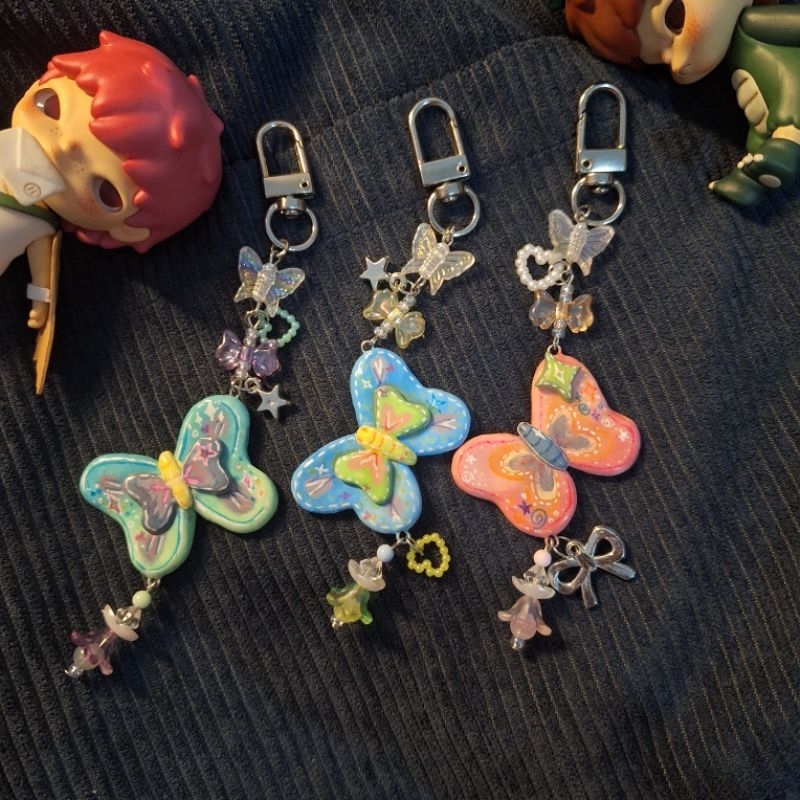 Magical Butterfly Clay Keychain Handmade