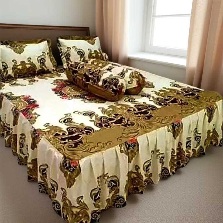 KATUN FLOWER MOTIF TASSEL BED SHEET SIZE 180X200 160X200 120X200 FREE 2 PILLOWCASES AND 2 BOLSTER CASES COOL MATERIAL SOFT COTTON