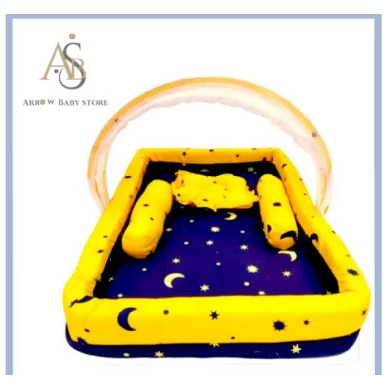 BABY COTTON BED ONE PACKAGE PLUS PREMIUM GULIING PILLOW BABY CHARACTER COTTON BABY COTTON BED NAVY BASE