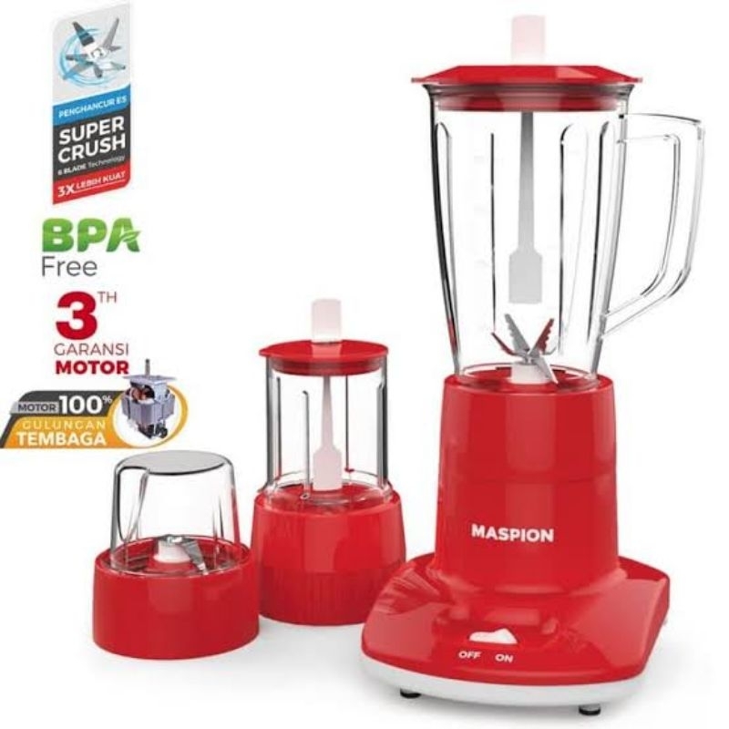 MESIN MASPION 3 IN 1 BLENDER MT-1263 PL || MASPION BLENDER GLASS 3 || OFFICIAL 5 YEAR MACHINE WARRANTY