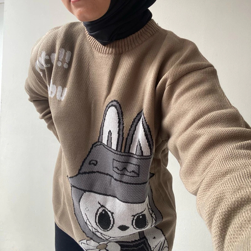 [LABUBU] ERZE STORE TRENDY FASHION PUMPKIN KNIT SWEATER SREATER TOPWanita