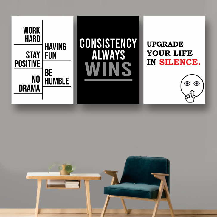 GILAN Aesthetic Wooden Wall Poster MOTIVATIONAL QUOTES Work Room Decoration