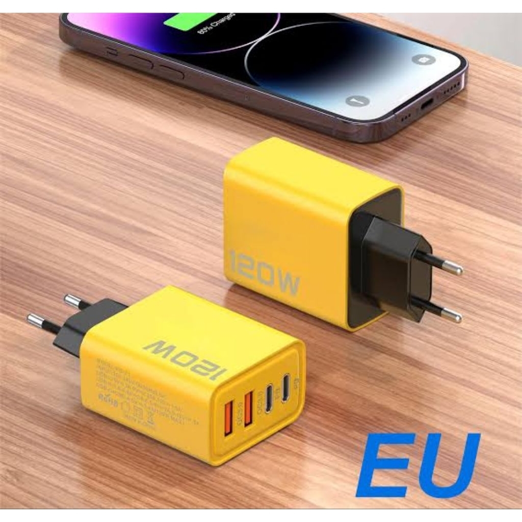 4 USB Super Fast Charging Adapter Charger Head/ Charging Head/ hp Charger Shell/ USB Adapter/ USB Charger/ Fast Charger/ Good Charger/ 3A Charger/ 120W Charger/ Charger Adapter for All Types of Phones Type C/ Android/