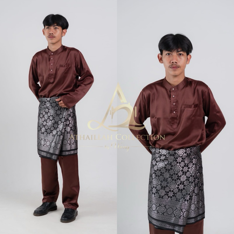 Teluk Belanga Shirt and Pants Set, Malay Kurung Suit for Men, Malaysian Traditional Clothing, Shirt Premium Satin Silk Muslimkoko