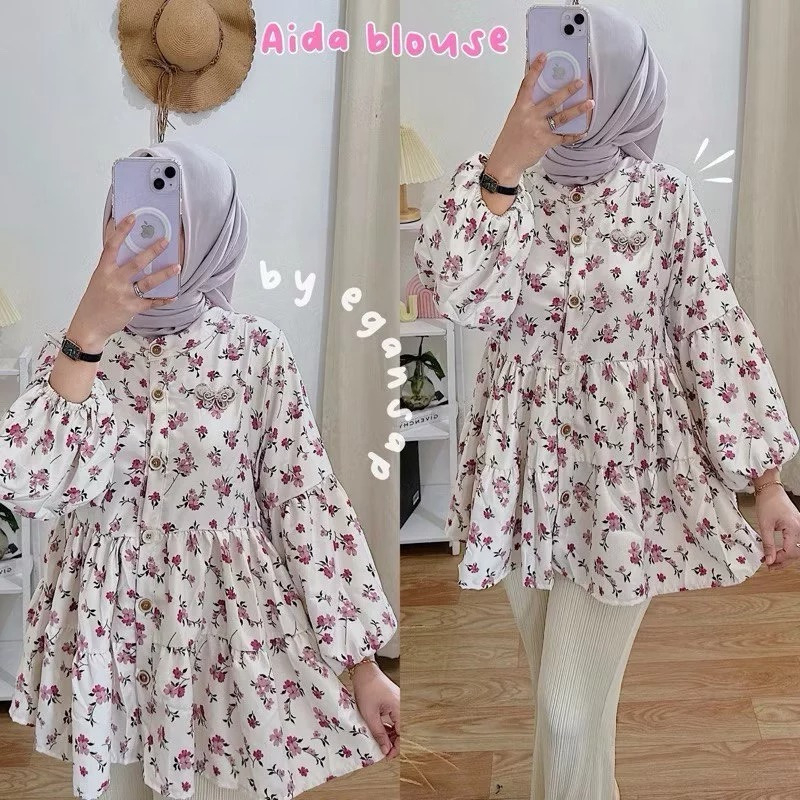 KEMEJA Aida Babydoll Blouse Women's Floral Shirt