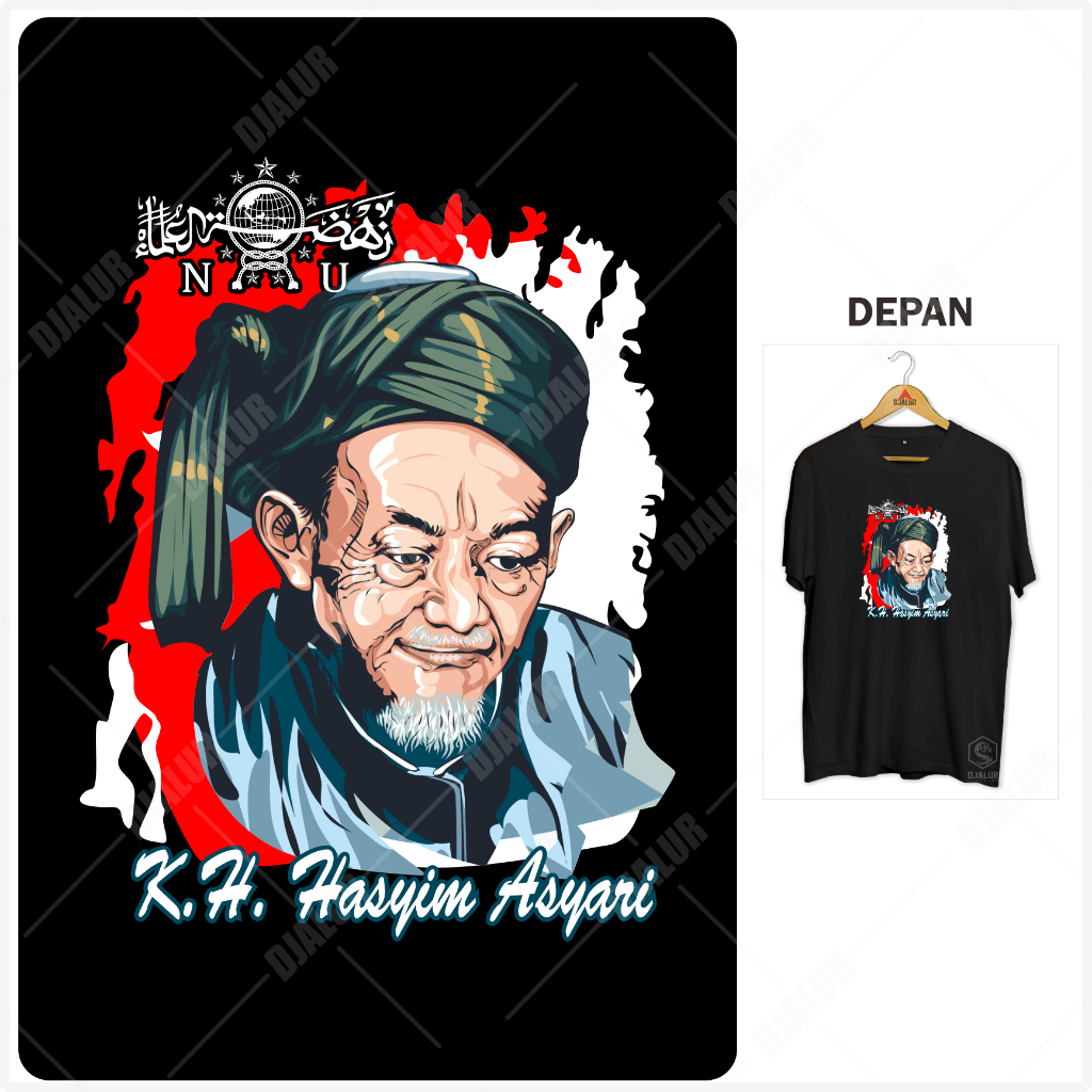 T-shirt Mbah Hasyim KH Muhammad Hasyim Asy'ari Nahdlatul Ulama Islamic Muslim Distro T-shirt Premium Cotton Combed 30s Djalur Clothing