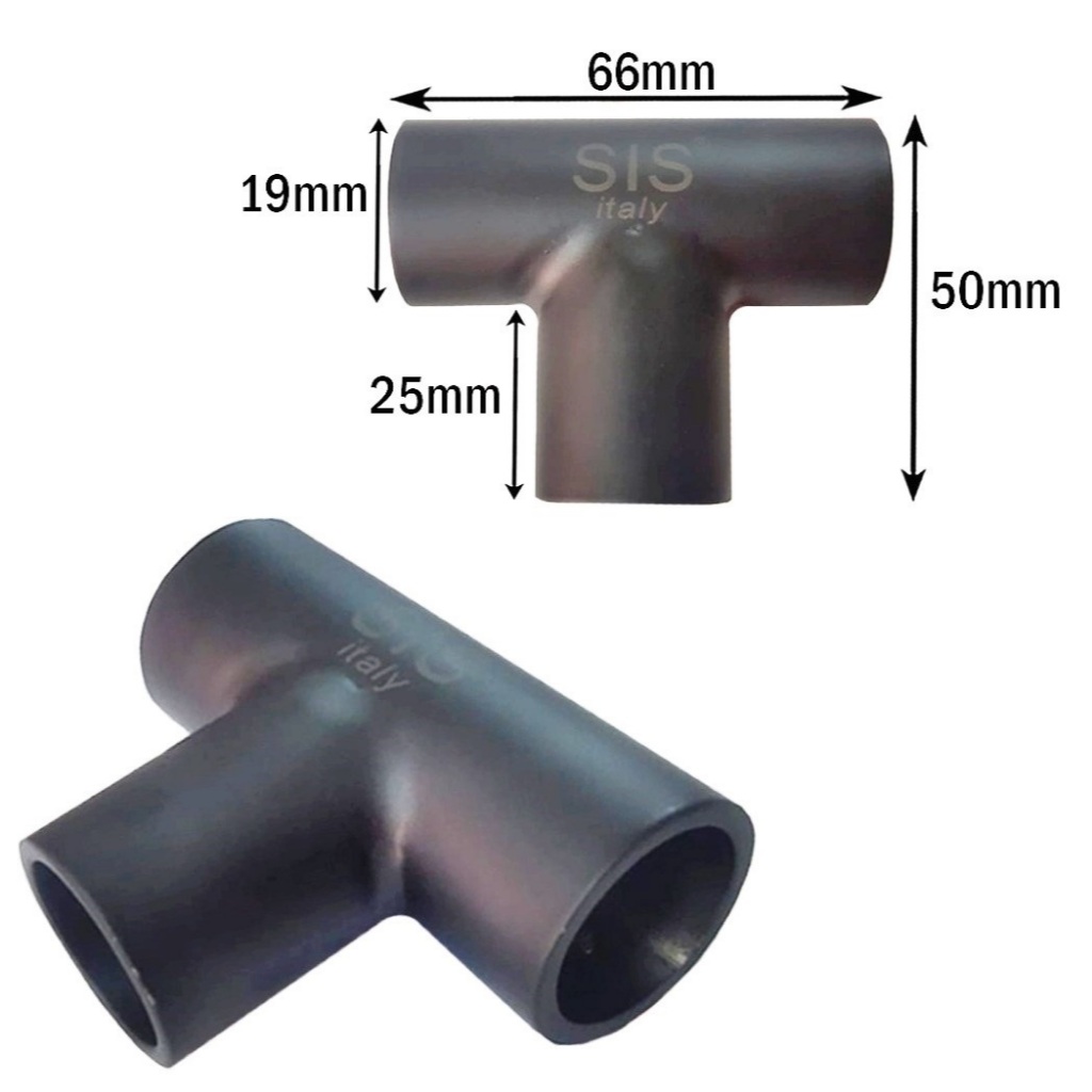3-Way Stainless Steel Black Pipe Connector 3/4 Inch Hole Diameter 19 Mm T Shape Glass Holder Reinforcement Bar Pipe Tube Connector Black