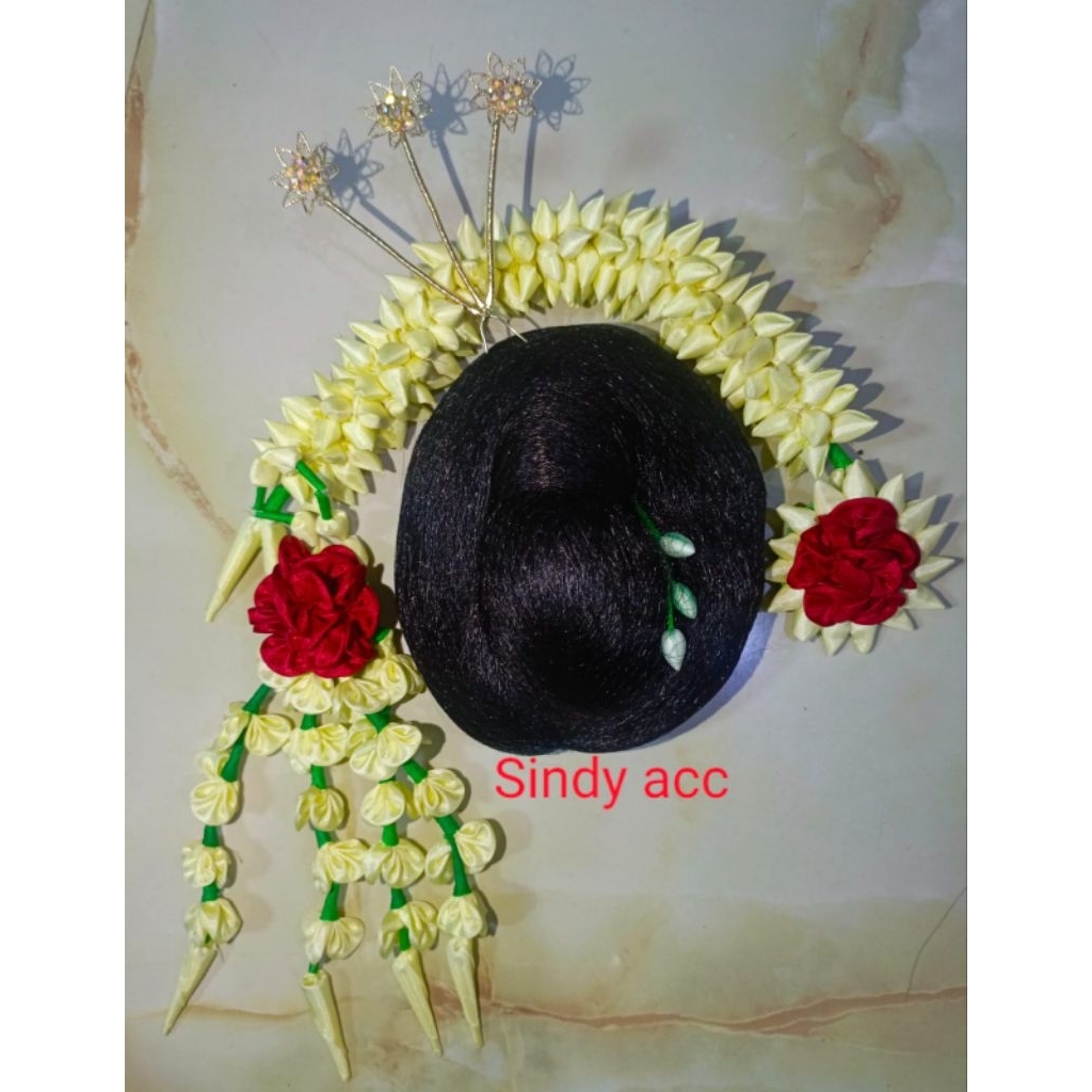 Jasmine dance bun set with headband, roncai, mentul and ceplok for children and adults