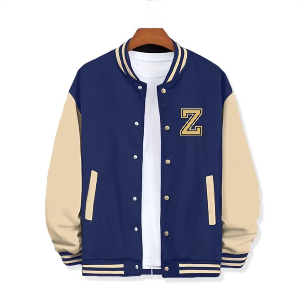 - Unisex Varsity Baseball Jacket, Initial Jacket, FONT Z, Latest Cool Fashion
