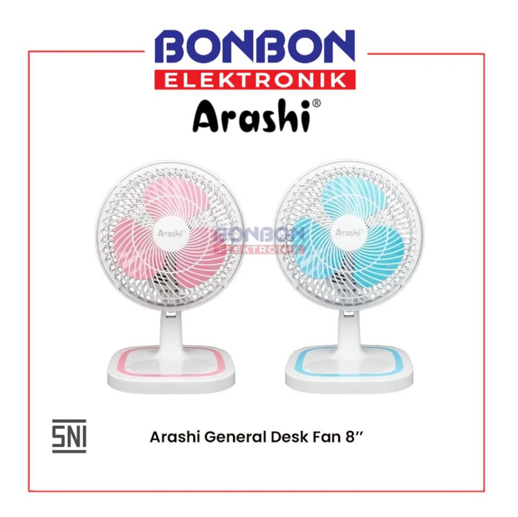 Arashi General Desk Fan 8 Inch FAN8 BLUE / FAN 8 / FAN8 PINK - Table Fan - Multifunction